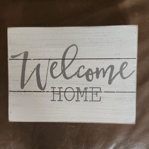 Gray And Cream Welcome Home Sign